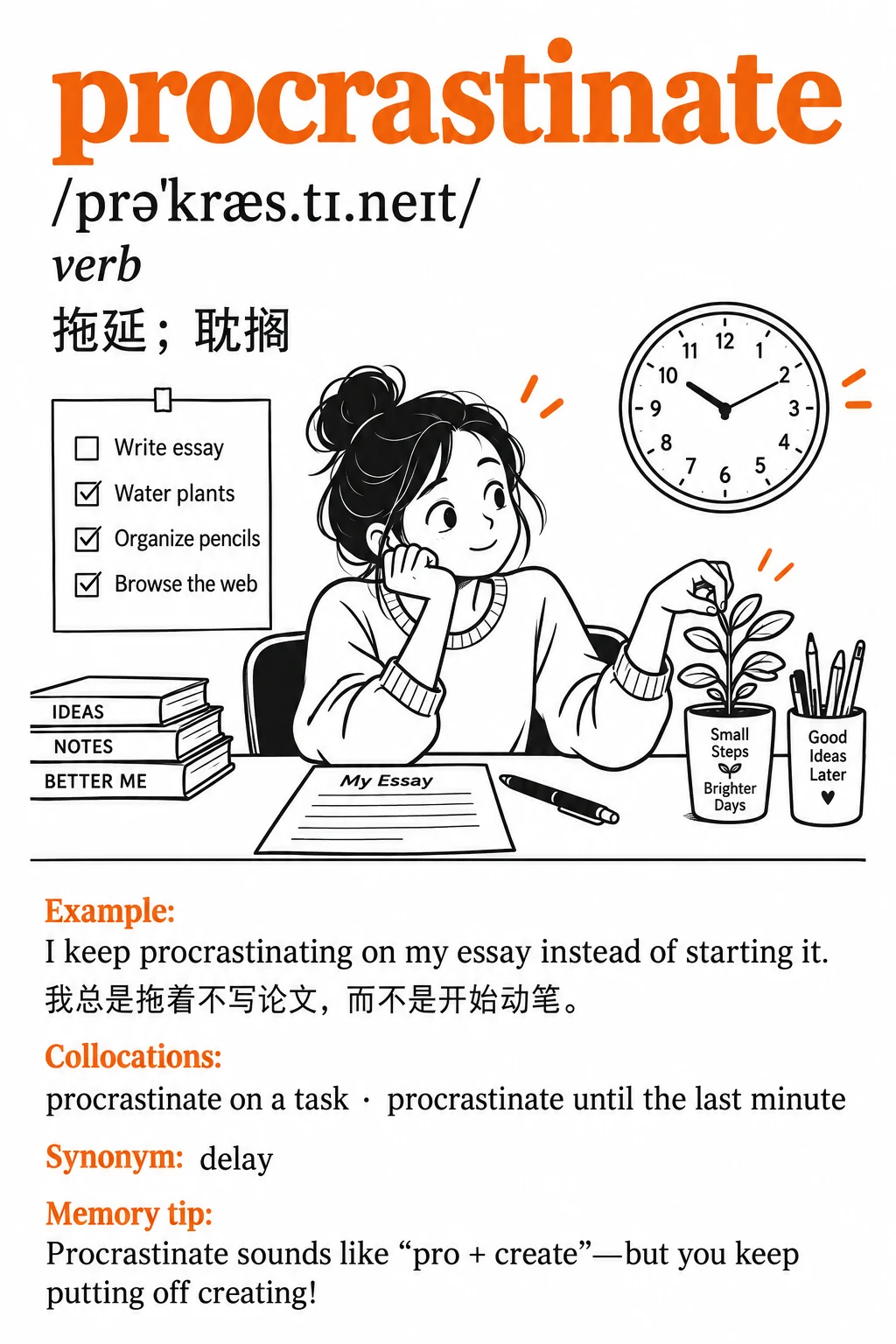 一张英语单词学习卡