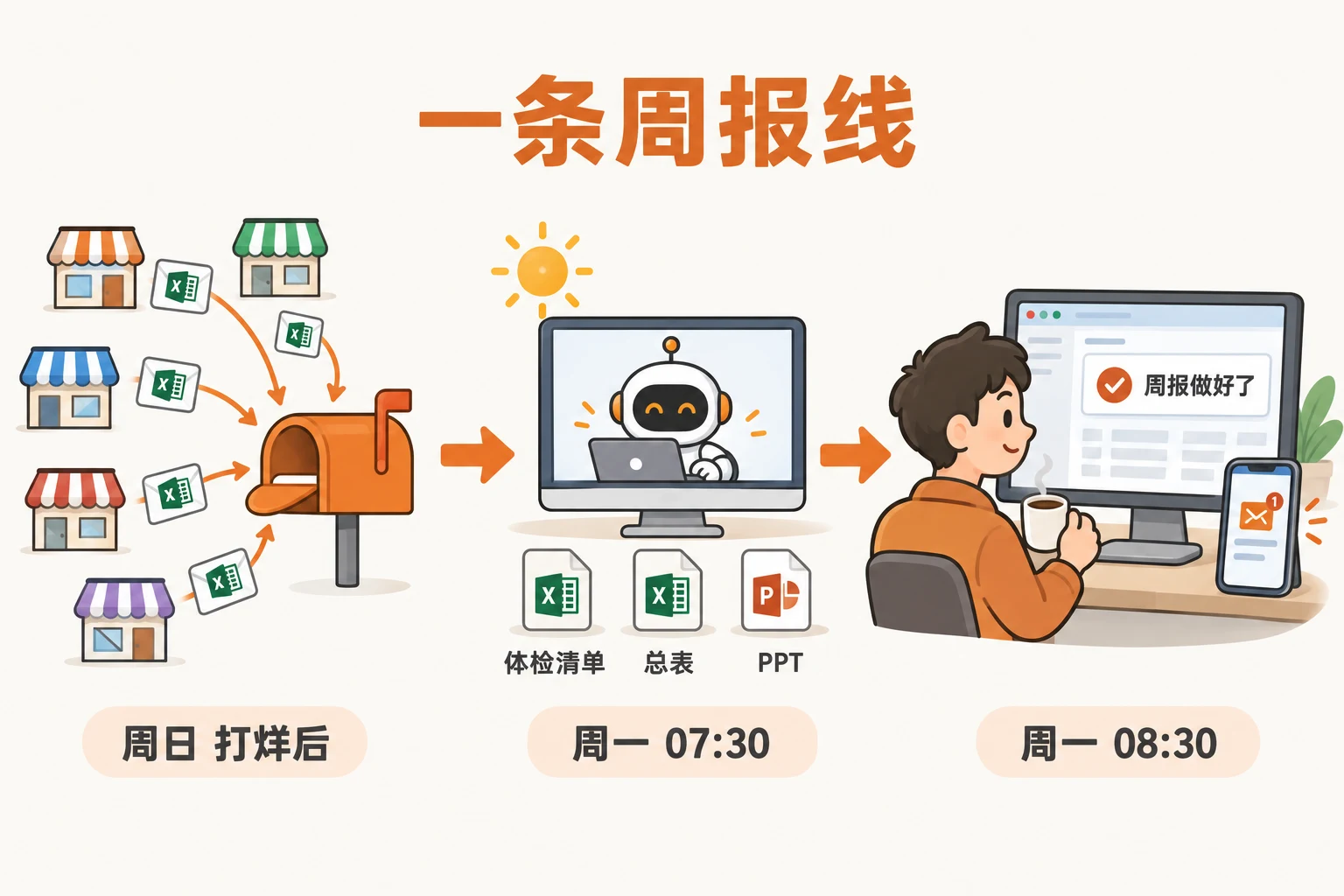 周日店长发表，周一一早它开工，你到公司时只剩看和发